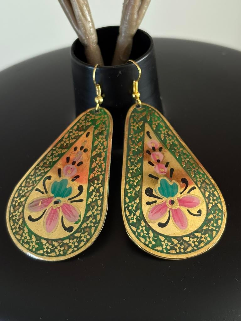 Boucles d’oreilles Tibétaines dorées, Envoi, Comme neuf