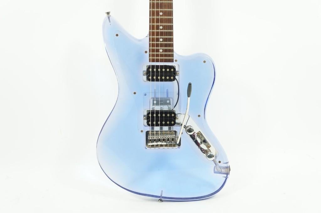 Juno Acrylic Jaguar Blue Crystal Body Gitaar - HH Pickup, Muziek en Instrumenten, Ophalen of Verzenden, Gebruikt, Solid body, Overige merken