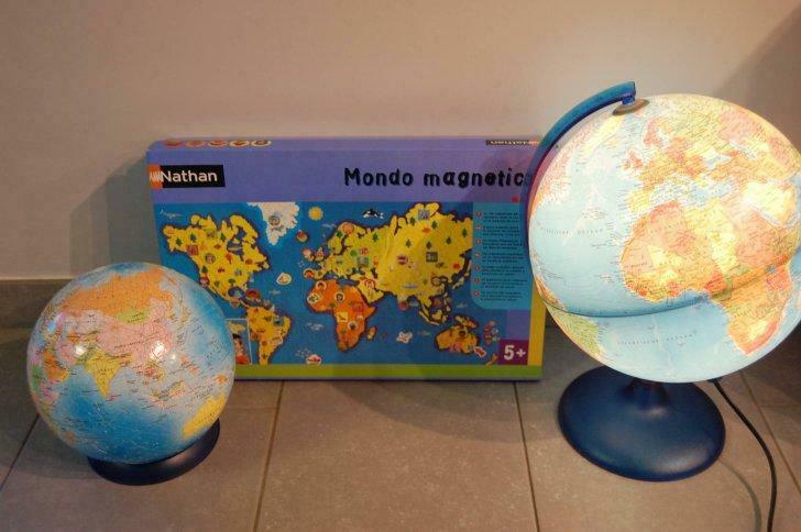 Ga op wereldreis: Verlichte wereldbol (lamp)+puzzelbal, Ophalen of Verzenden, Gebruikt, Ontdekken