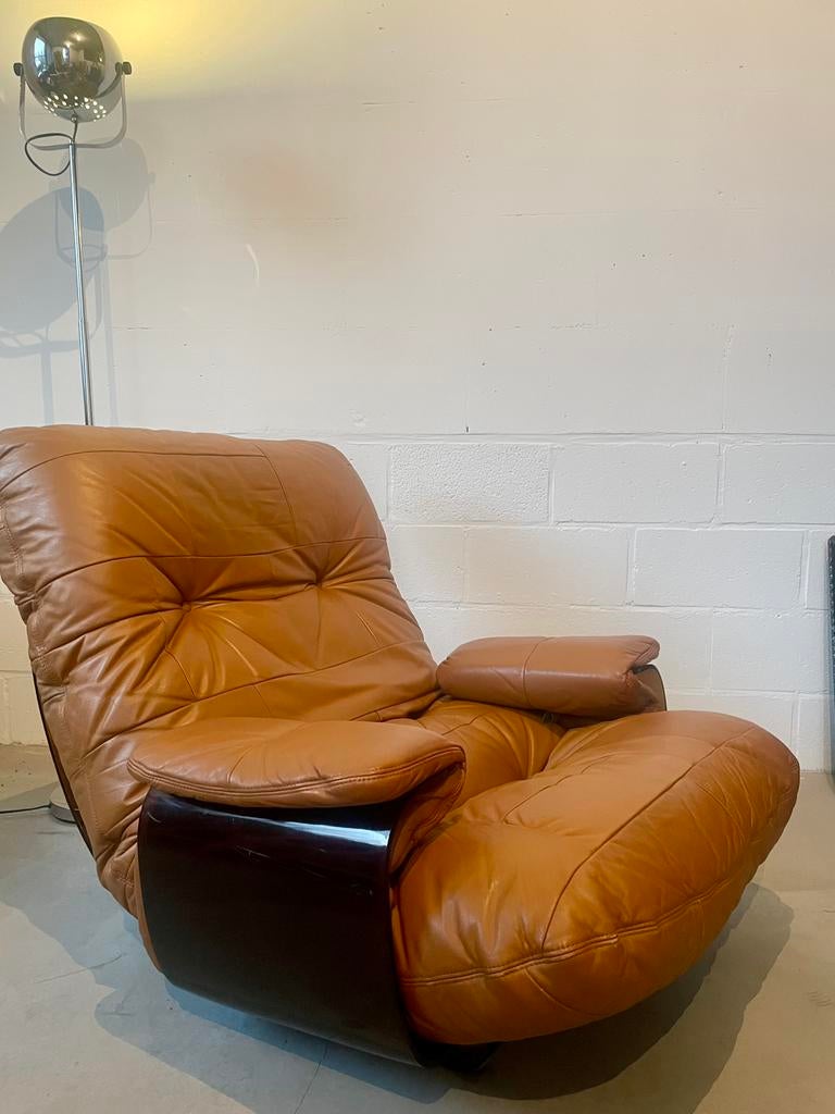 Fauteuil cuir Ligne Roset/ Marsala /Michel Ducaroy, Ophalen, Zo goed als nieuw, Eenpersoons, Leer