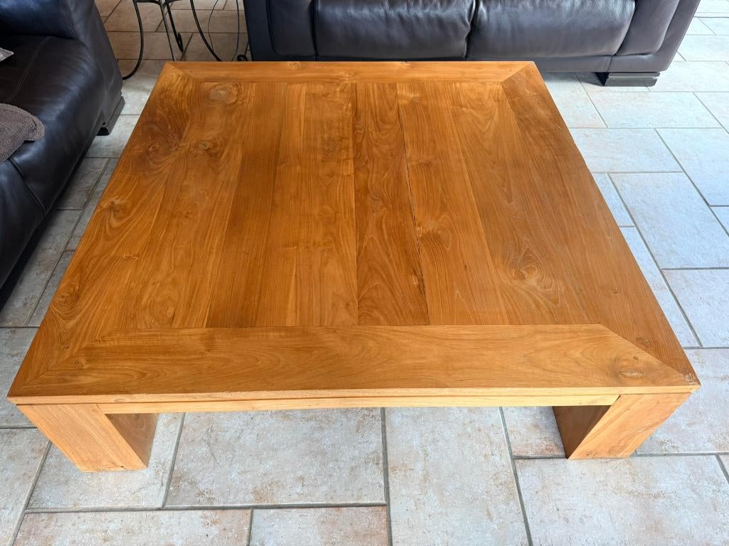Table basse en teck 130 x 130 cm, Teck, 100 à 150 cm, Moins de 50 cm, Carré