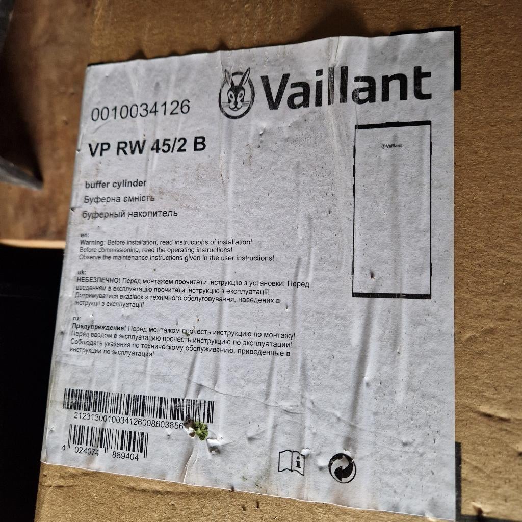 buffervat 45L Vaillant VP RW 45/2 B, Ophalen, Nieuw, Overige typen