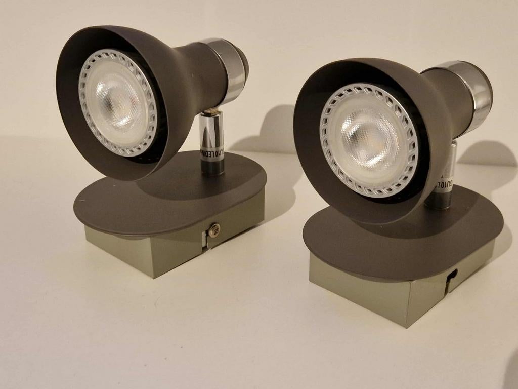 Spot en saillie, 2 x ampoules LED incluses, Enlèvement ou Envoi, Spot encastrable ou Spot mural, Comme neuf, Métal ou Aluminium