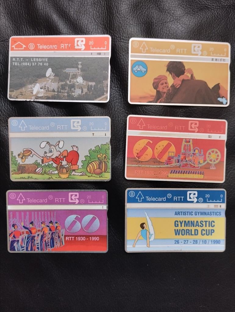 6 gebruikte telefoon RTT kaarten België, Verzamelen, Verzenden, Gebruikt