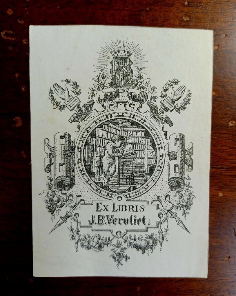Ex libris J.B. Vervliet door Jos Ratinckx, Antiek en Kunst, Kunst | Etsen en Gravures, Ophalen of Verzenden