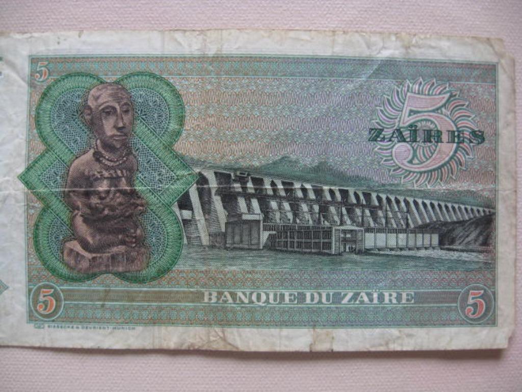 bankbiljet cinq zaïres Zaire, Verzenden
