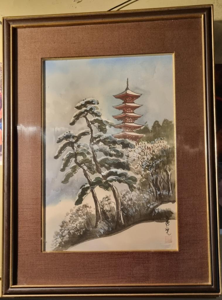 Trois peintures japonaises sur soie sous vitre., Antiquités & Art, Enlèvement ou Envoi
