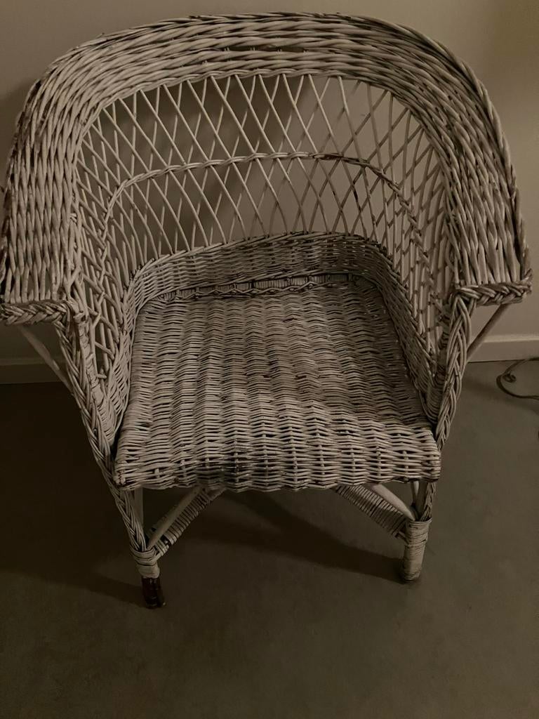 Witte rieten stoelen 3 stuks, Huis en Inrichting, Stoelen, Ophalen, Zo goed als nieuw