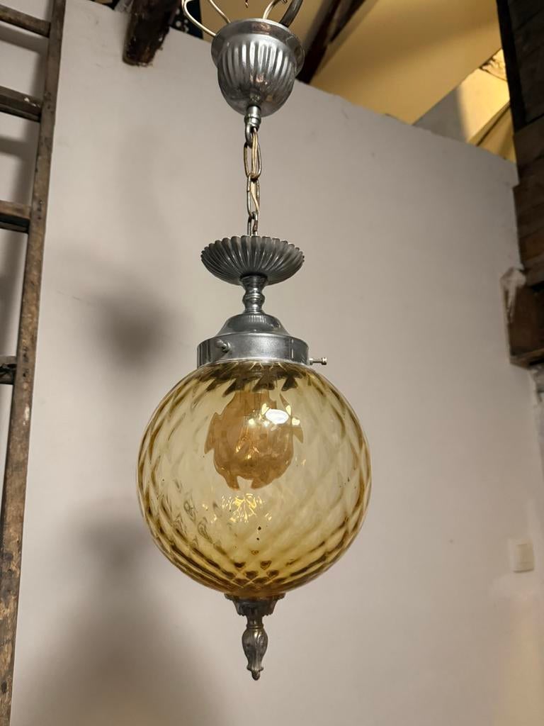 Hanglamp met glas glazen bol luster lamp, Ophalen