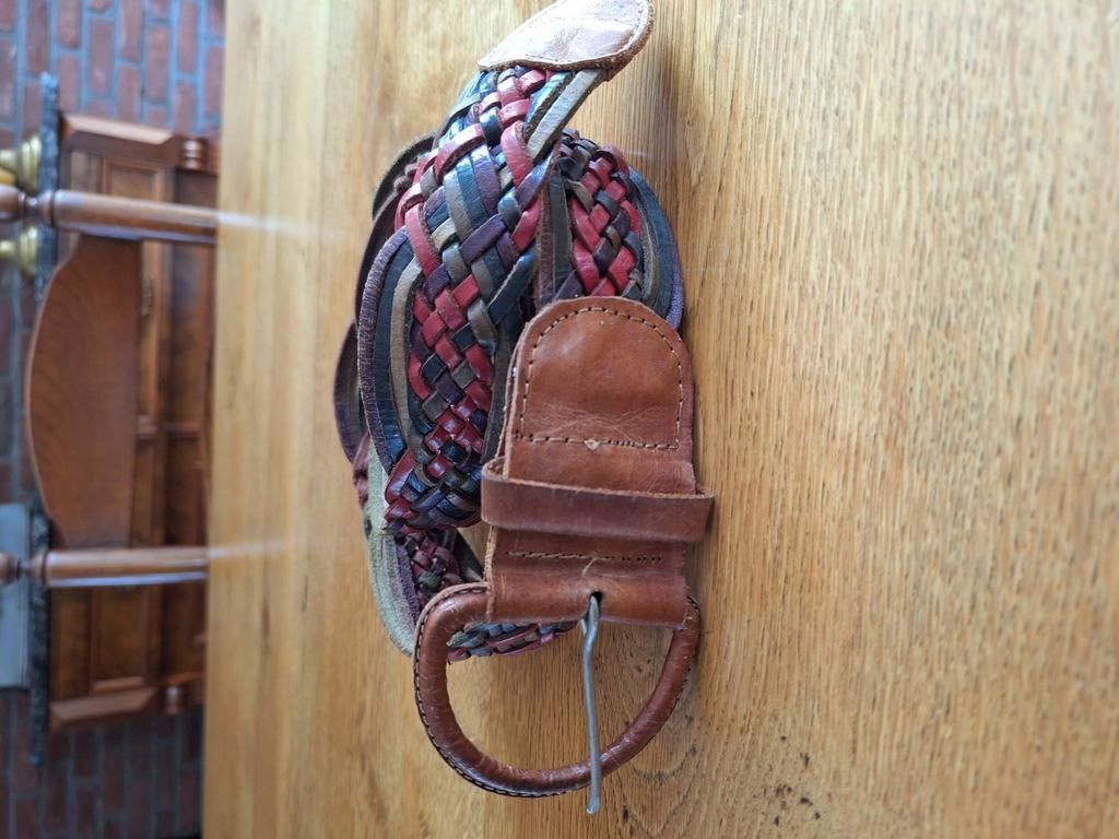 Vintage lederen gevlochten riem., Ophalen of Verzenden, Zo goed als nieuw