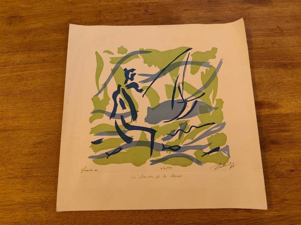 Lithographie de Jean Milo datée, numérotée et signée, Enlèvement