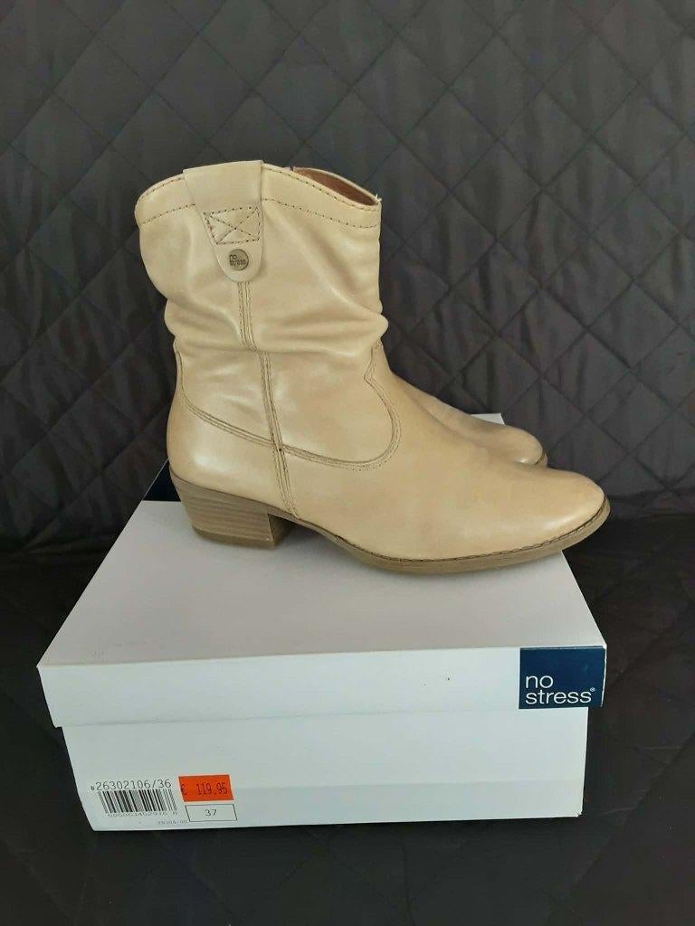 Boots cuir beige No Stress 37, Enlèvement ou Envoi, Beige, No stress, Boots et Botinnes