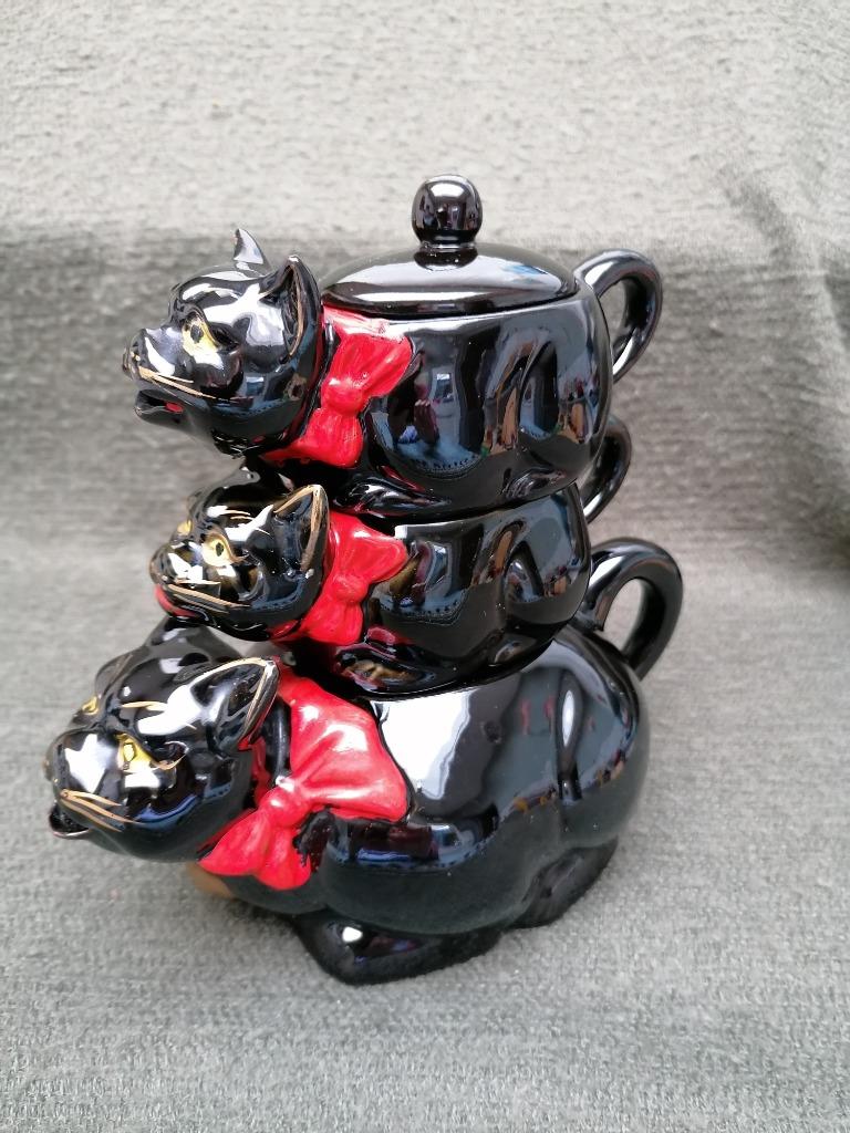 Vintage Japanse thee set  Porselein met zwarte kat, Antiek en Kunst, Curiosa en Brocante, Ophalen of Verzenden