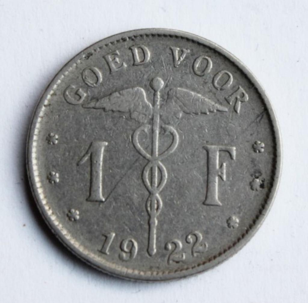 1 FRANK ALBERT 1 BELGIE 1922 VL, Postzegels en Munten, Ophalen of Verzenden, Overig, Losse munt