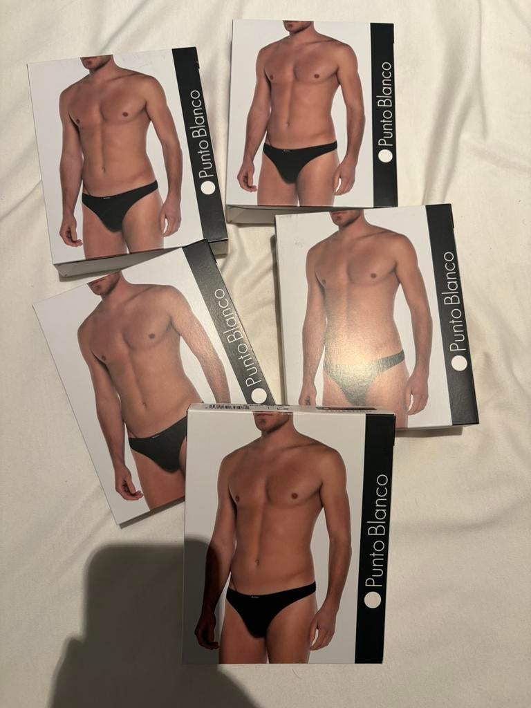 Lot de 5 strings en polyamide Punto Blank pour homme, Envoi, Noir, Slip