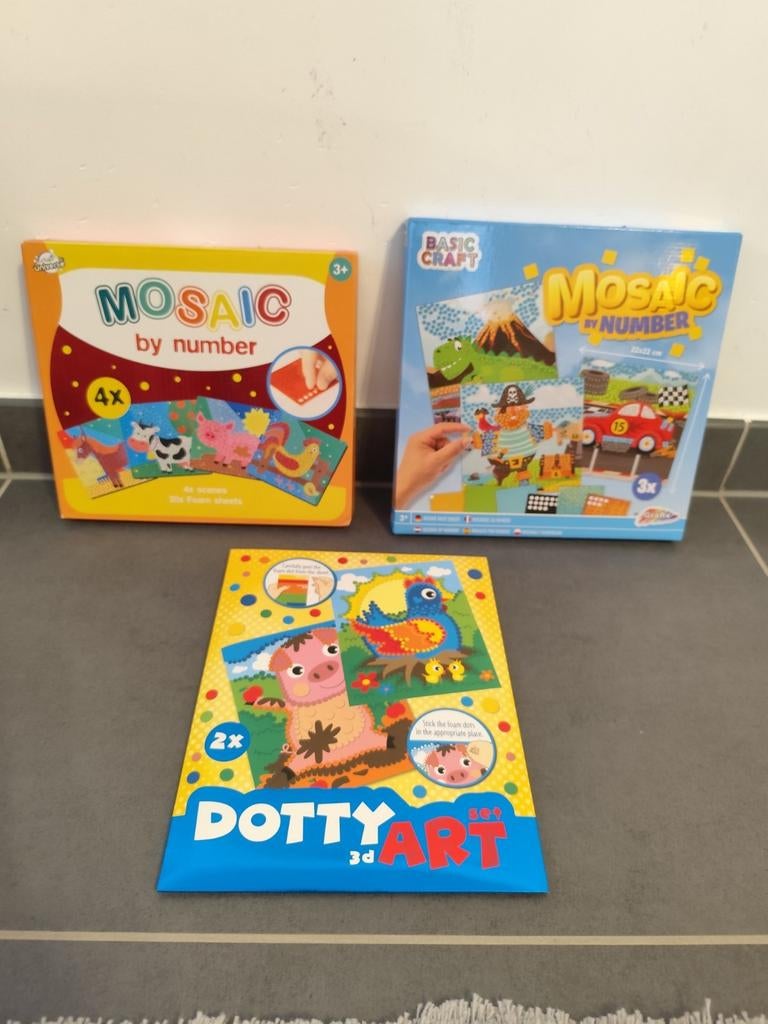 3 nieuwe knutseldozen mozaïek op nummers., Kinderen en Baby's, Ophalen of Verzenden, Nieuw, Knutselen