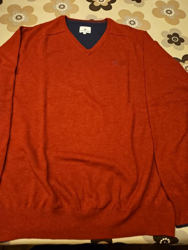 State of Art Bordeaux pullover V-Neck -100% Merino Wol., Ophalen