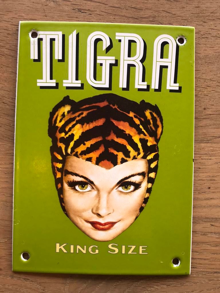 Panneau publicitaire en émail TIGRA, Enlèvement ou Envoi, Comme neuf, Panneau publicitaire