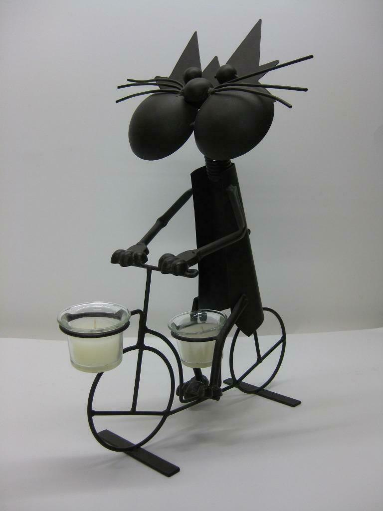 Decoratieve fietsende poes, Ophalen of Verzenden, Gebruikt