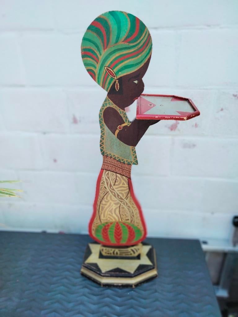 Art Deco design.Butler in hout.Hand painted.Hoogte87 cm., Antiek en Kunst, Ophalen