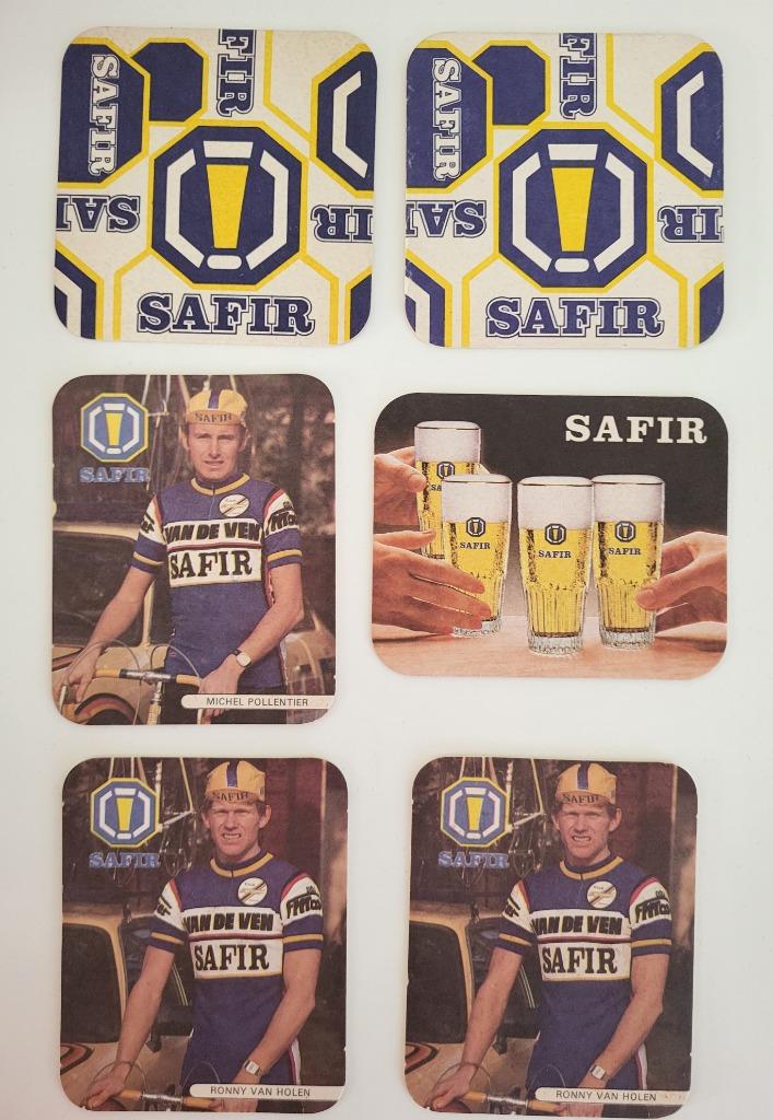 aalst brouwerij safir van de ven wielrenners viltjes coureur, Ophalen of Verzenden, Gebruikt, Viltje(s), Overige merken