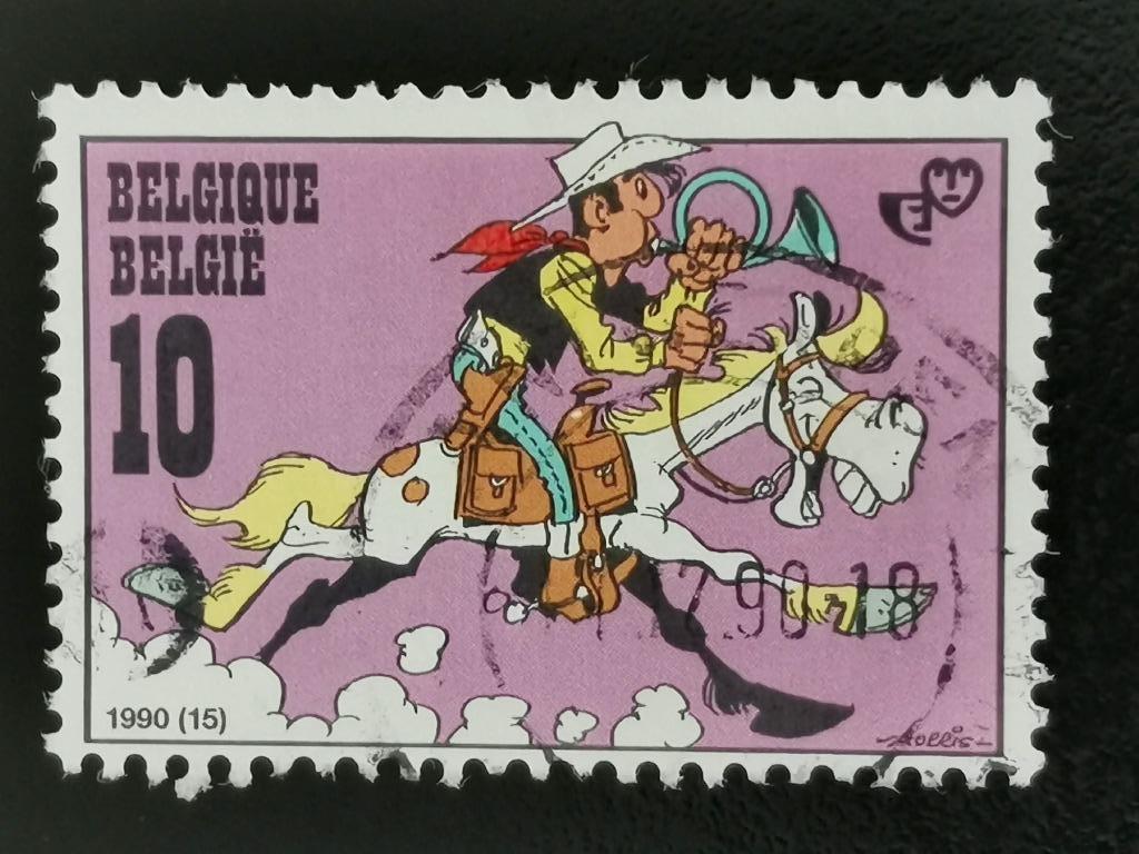 Belgique 1990 - bandes dessinées - Lucky Luke et son cheval, Enlèvement ou Envoi, Affranchi