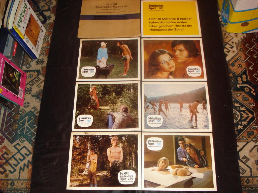 "Rapports Intimes au Collège" 6 Affichettes Erotiques 1971, Enlèvement ou Envoi, Rectangulaire horizontal, A1 jusqu'à A3, Utilisé