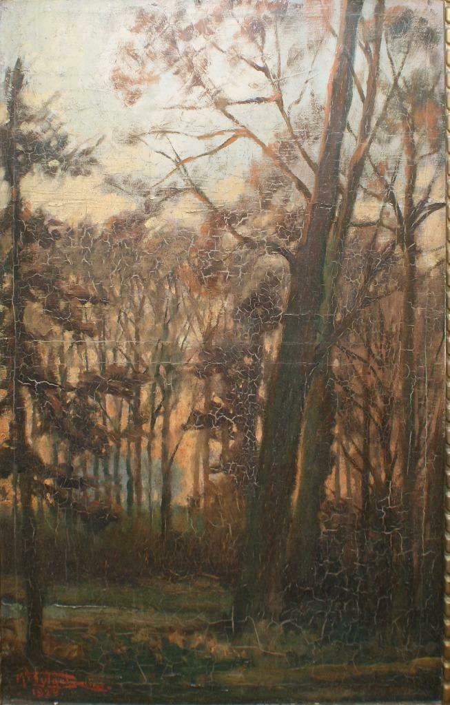 Medard Tytgat (1871-1948): Boszicht 1928 (O/D, 51 x 71 cm), Enlèvement ou Envoi