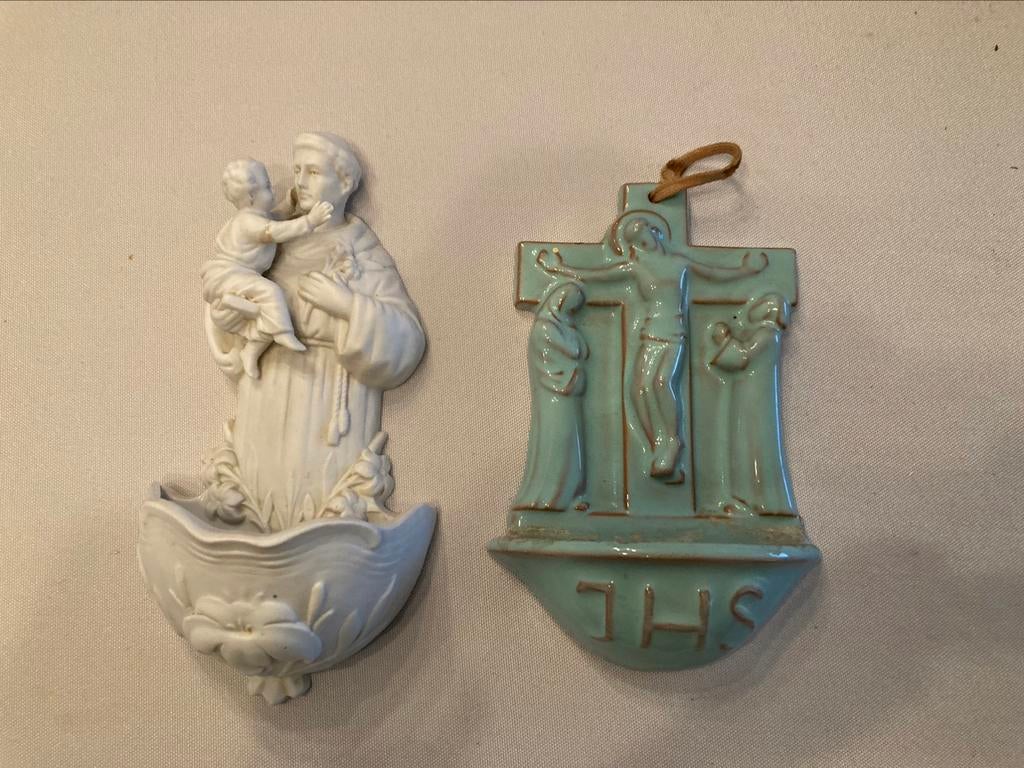 Wijwatervat 2 stuks, Enlèvement, Comme neuf, Image, Christianisme | Catholique