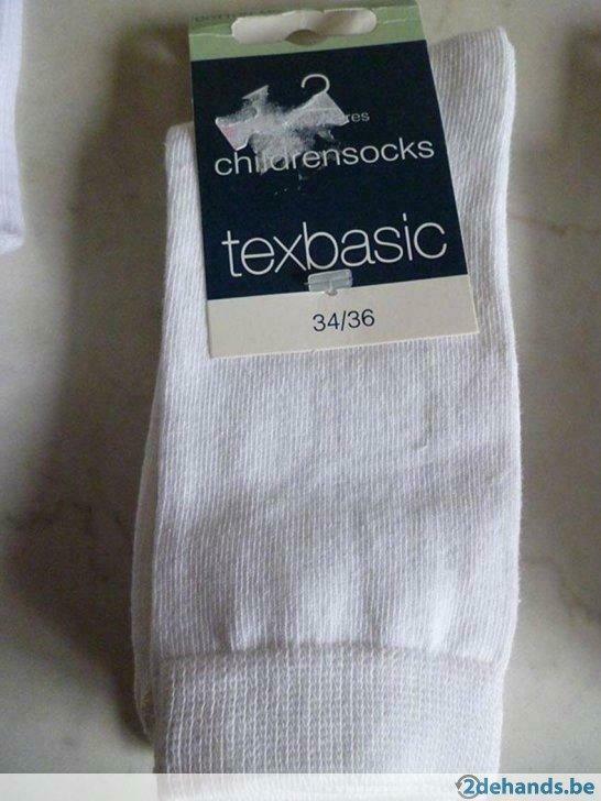 2 paar witte sokken (Nieuw) maat 34-36 met lycra (gratis ver, Neuf, Garçon ou Fille, Chaussettes