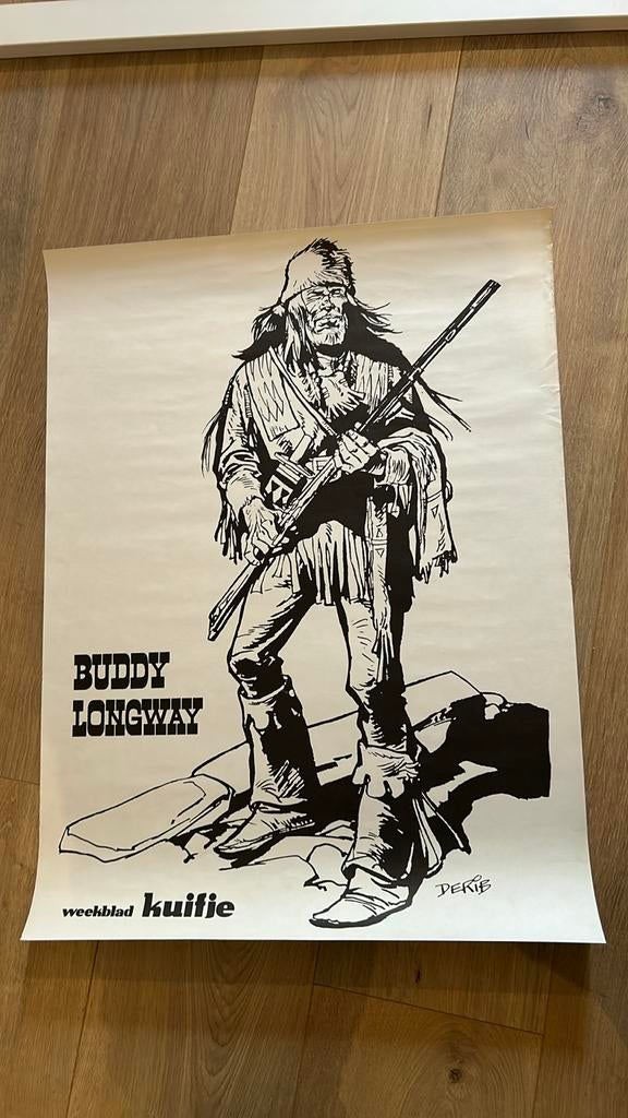 Derib buddy longway affiche weekblad kuifje jaren 80, Enlèvement ou Envoi, Comme neuf