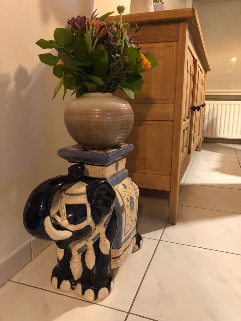 1 vintage plantenstaander, olifant *keramiek* *retro*, Antiek en Kunst, Ophalen of Verzenden