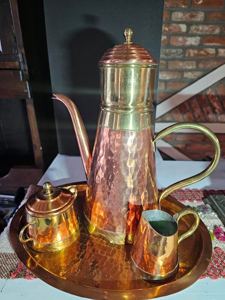 Koperen koffieset, Antiek en Kunst, Ophalen of Verzenden