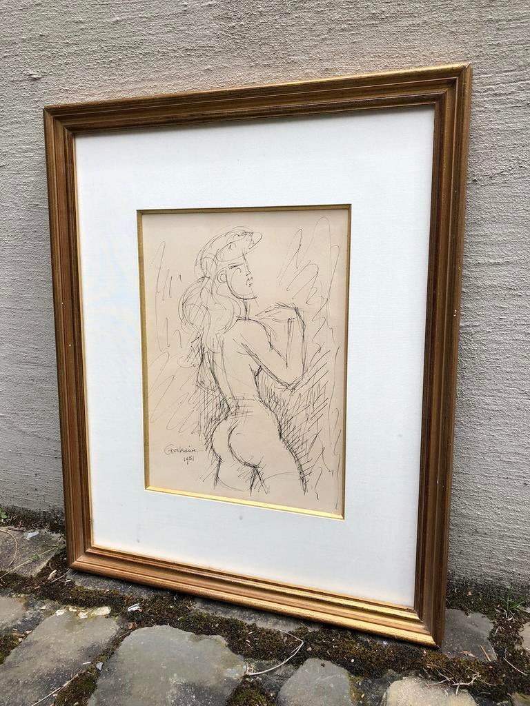 Pen op karton schets van Marcel Gromaire, Ophalen of Verzenden