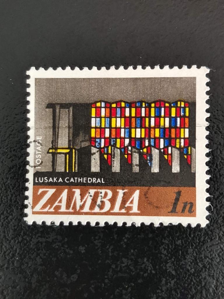 Zambia 1968 - Glasvenster in kathedraal Lusaka, Ophalen of Verzenden, Zambia, Gestempeld