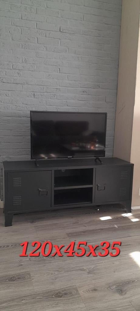 DONKERGRIJS METALEN TV-MEUBEL 120X45X35 VOOR €90, Ophalen, Zo goed als nieuw