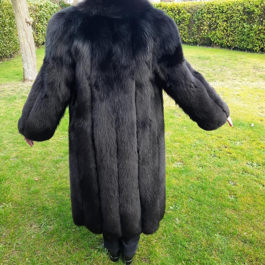 MAGNIFIQUE LONG MANTEAU DE FOURRURE NOIRE PLEIN DE DRAPS *LA, Vêtements | Femmes, Vestes | Hiver, Comme neuf, Taille 36 (S), Noir