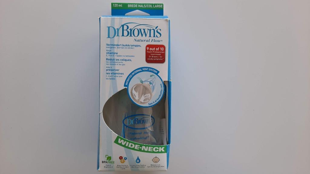 Melkflesje Dr Brown's 120 ml brede hals, Kinderen en Baby's, Ophalen, Nieuw, Overige typen
