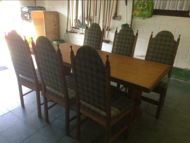 Tafel en 6 stoelen, 150 à 200 cm, Cinq personnes ou plus, Comme neuf, Enlèvement
