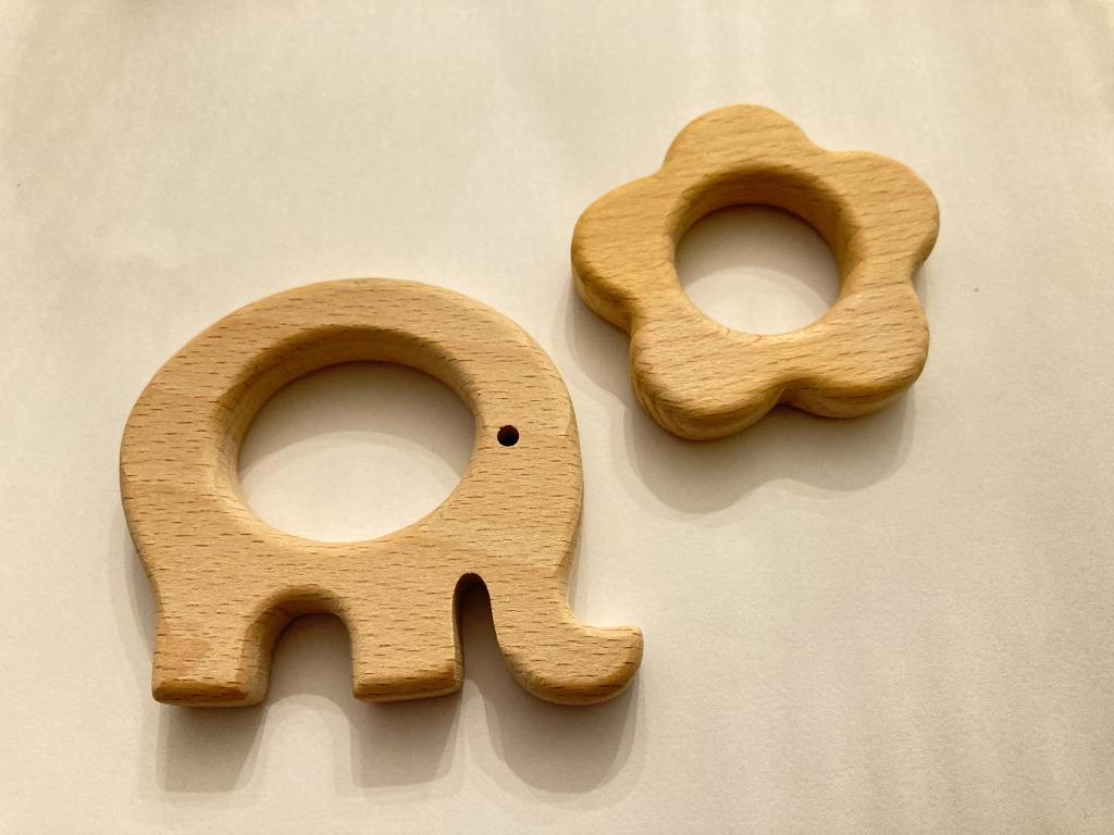 Houten bijtring olifant & bloem, Kinderen en Baby's, Ophalen of Verzenden, Nieuw, Overige typen