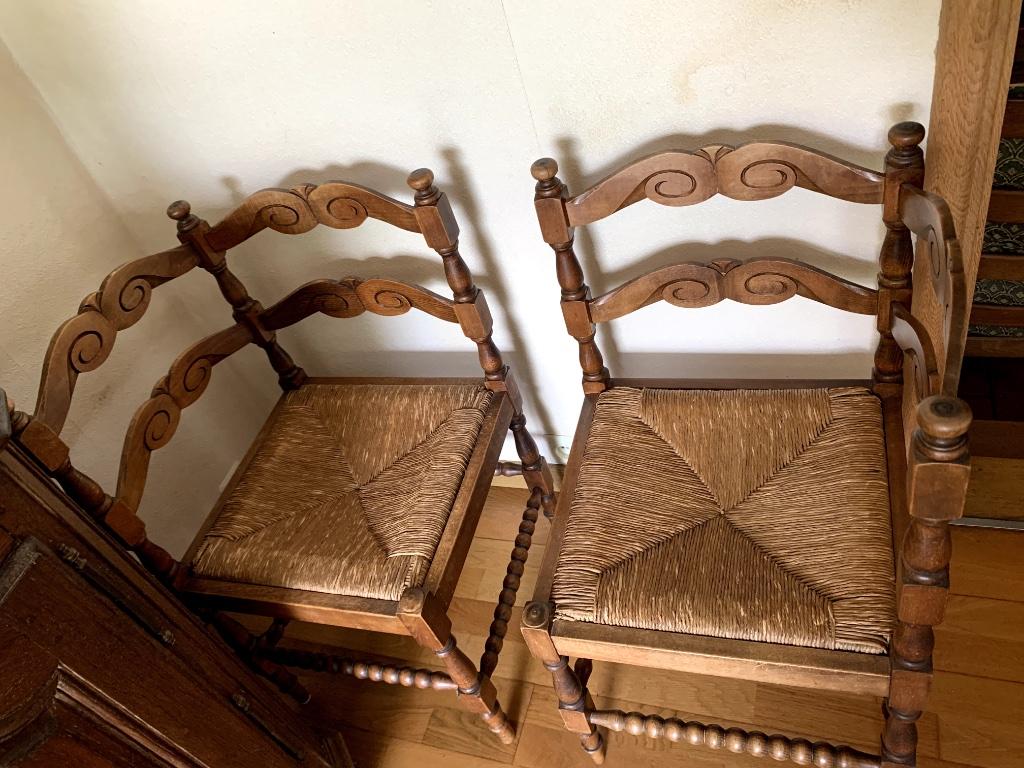 2 chaises de coins en parfait état, Maison & Meubles, Utilisé, Brun, Osier ou Rotin, Deux