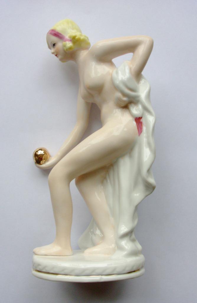 Jugendstil Porceleinen Naakt Figuur Neundorf - Adler merk, Envoi