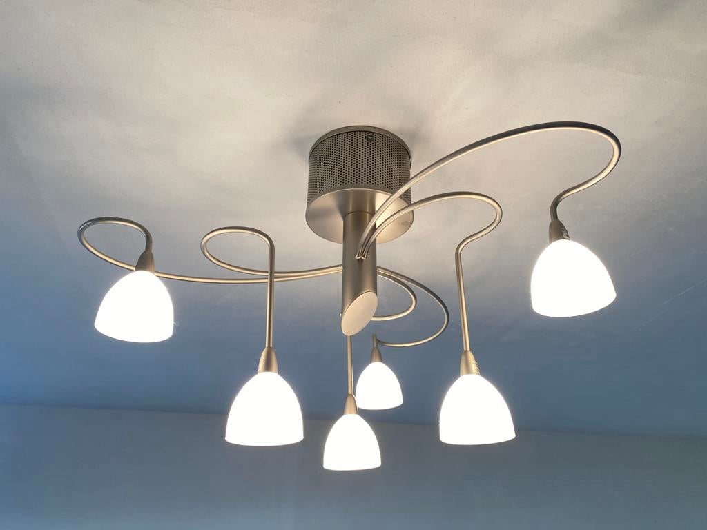 Linea Verdace LV69100/NM pendel nikkel kleur 6x20W G4, Ophalen, Gebruikt, Glas, Modern