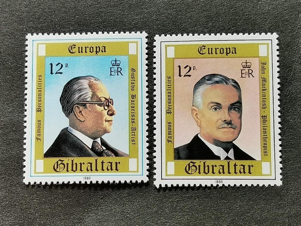 Gibraltar 1980 - Europa CEPT - personnages célèbres **, Enlèvement ou Envoi, Autres pays, Non oblitéré