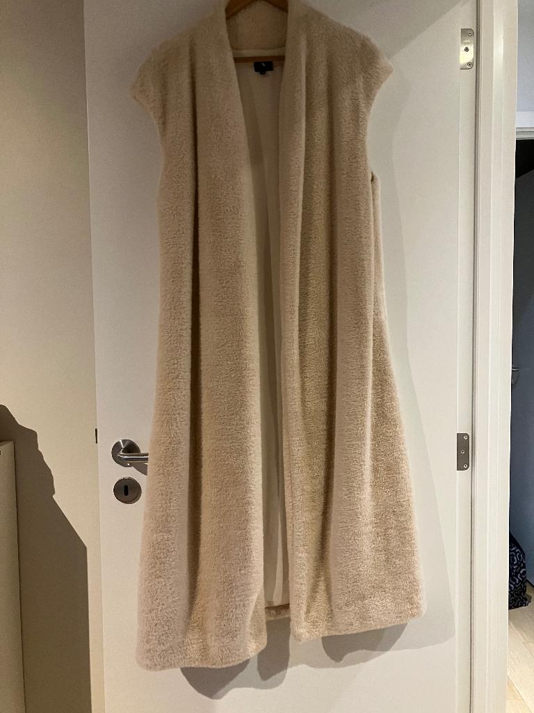 Mouwloos lange vest/bodywarmer K-Design ivoor, Enlèvement ou Envoi, Beige, Comme neuf, Taille 38/40 (M)