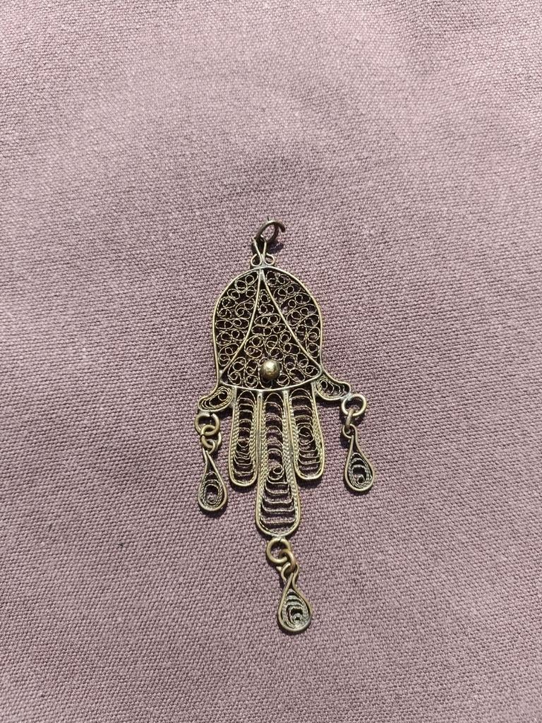 Pendentif Hamsa en filigrane, Bijoux, Sacs & Beauté, Bijoux anciens, Enlèvement ou Envoi, Pendentif