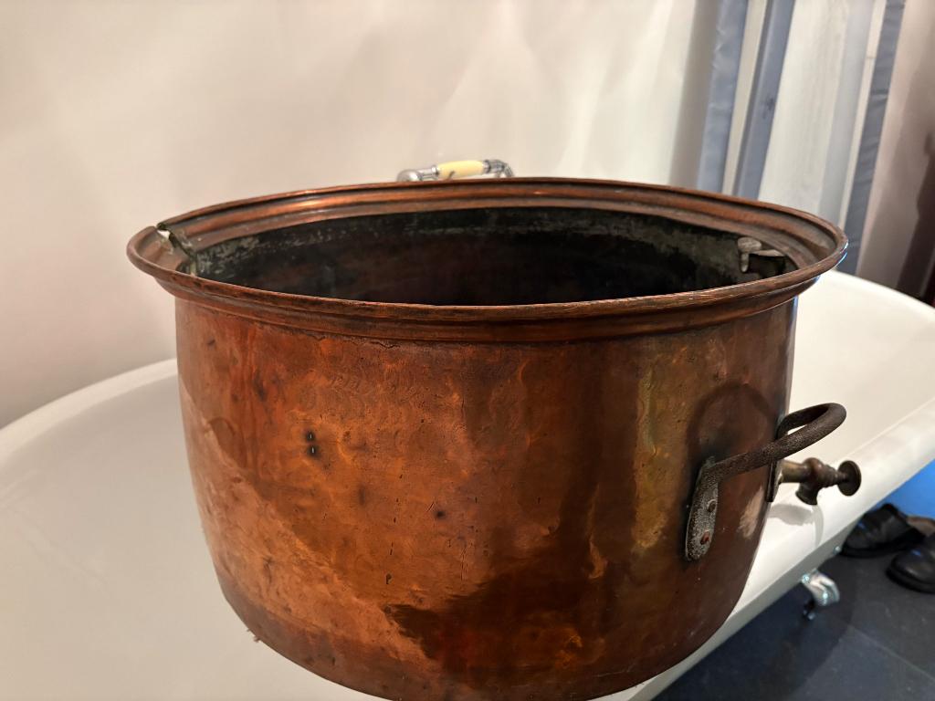 Prachtige grote authentieke koperen wasketel, Antiek en Kunst, Ophalen, Koper