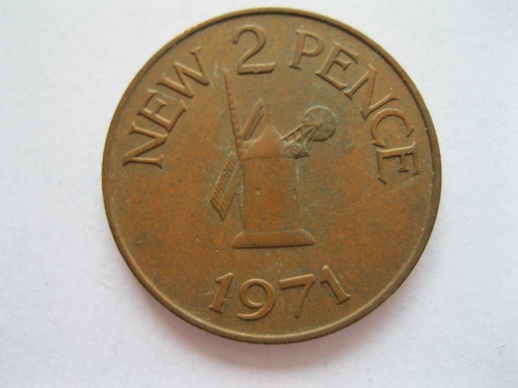 2 New Pence 1971 Guersey, Ophalen of Verzenden