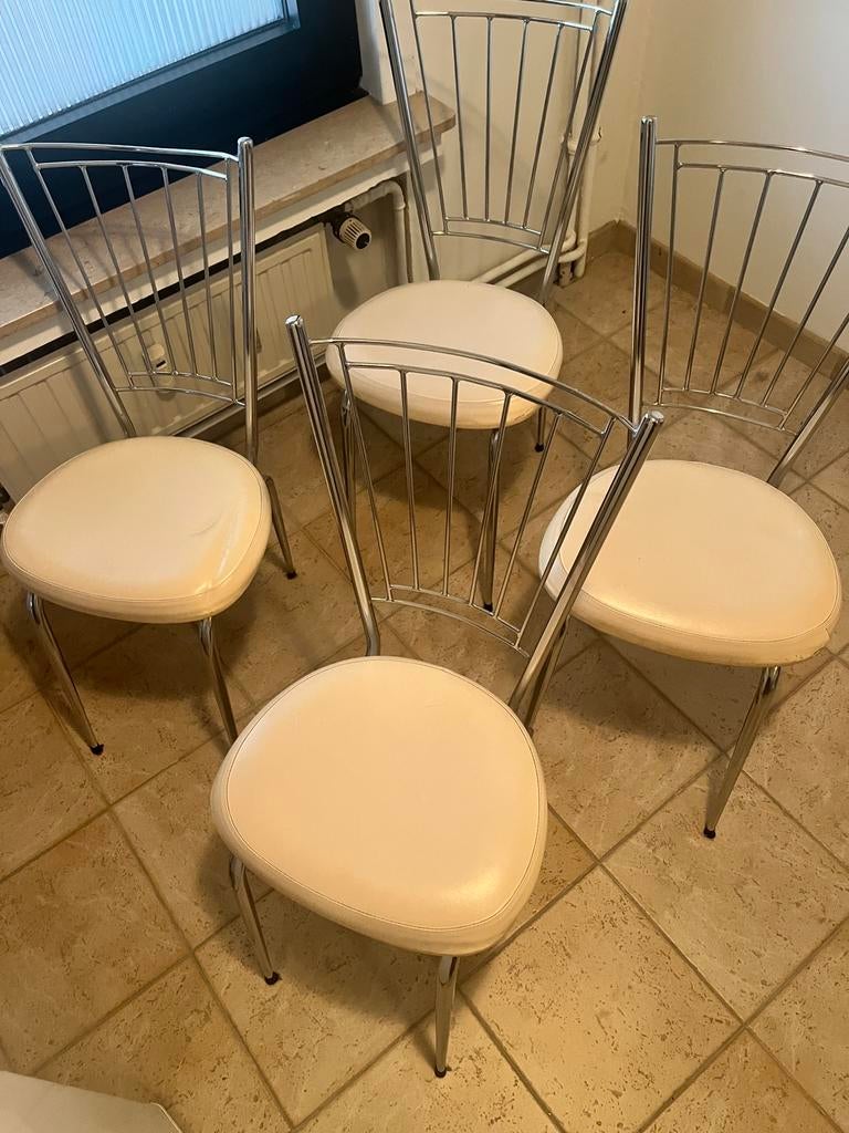 4 designer chairs, Ophalen, Gebruikt, Vintage italian, Wit