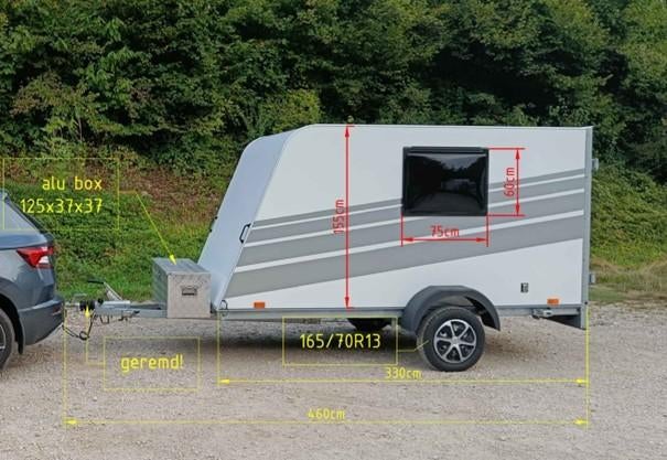 mini caravan met airco en verwarming., Caravanes & Camping, Caravanes, Particulier, jusqu'à 2, jusqu'à 500 kg, Siège standard